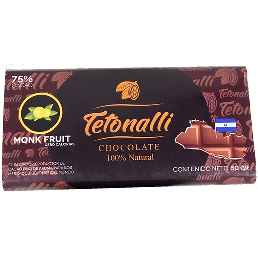 [15012277] CHOCOLATE BARRA MONK FRUIT 0 CAL 75% CACAO 50 GR TETONALLI