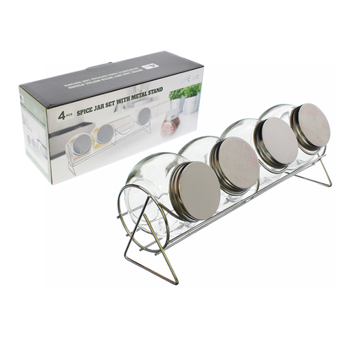 [15012672] SET 4 PZ FRASCOS P/CONDIMENTO VID/MET 180 ML LIFE ART 750-04544