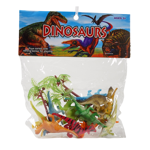 [15014029] SET 12 DINOSAURIOS PLAS 2"+2 ARBOLES BOL CASAMAS 1313