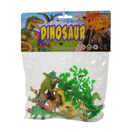 [15014030] SET 12 DINOSAURIOS PLAS 3"+1 ARBOL BOL CASAMAS 1314
