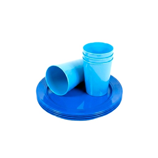 [15014077] SET 4 PLATOS PACHOS+4 VASOS PLAS COLOR SURT FACELA