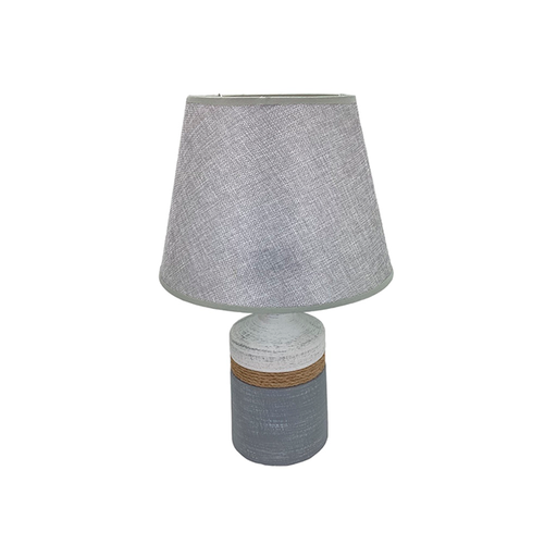 [15014269] LAMPARA MESA CERA/TELA BL/GR 39.5CM DECORE MAYS 604-01365A