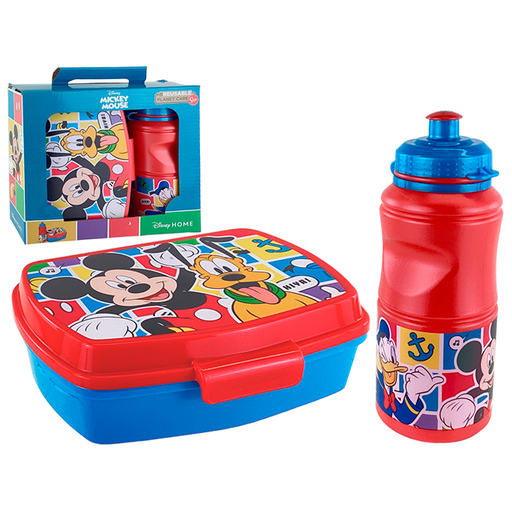 [15014328] SET 2 PZ DEPOSITO/ENV P/ALIMENTO + BOTELLA MICKEY MOUSE RJ/AZ/NG DISNEY  744-74373