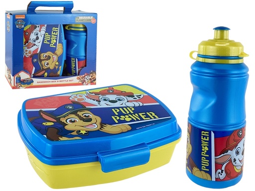 [15014330] SET 2 PZ DEPOSITO/ENV P/ALIMENTO + BOTELLA PAW PATROL AZ/AM/RJ  744-74673