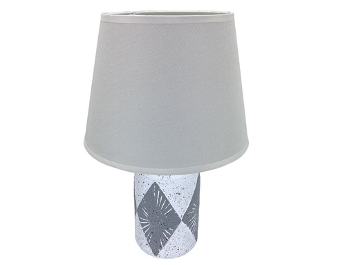 [15014370] LAMPARA MESA 35 CM CERA/TELA PLAT/GR DECORE 604-01367A