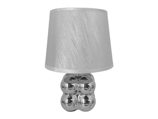[15014376] LAMPARA MESA 26 CM CERA/TELA PLATEADO BASE 4 ESFERAS DECORE 604-2403280