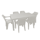 COMEDOR PLAS MACAO P/6 PERSONAS C/6 SILLAS C/B BEIGE SANCHIA