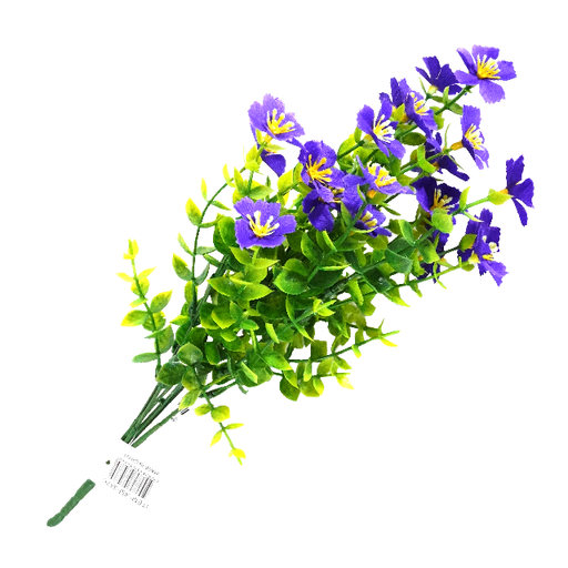 [15014681] RAMO FLOR MINI 5 PETALOS C/HOJAS PLAS 7 RAMAS COL SURT XM-3476