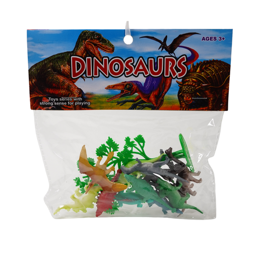 [15015096] SET 12 DINOSAURIOS PLAS 2"+1 ARBOL BOL CASAMAS 1508