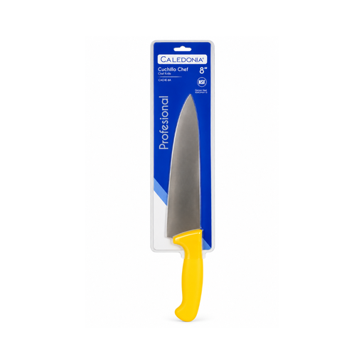 [15015571] CUCHILLO CHEF 8" MANGO ERGONOMICO AMARILLO CALEDONIA CACHE-8A