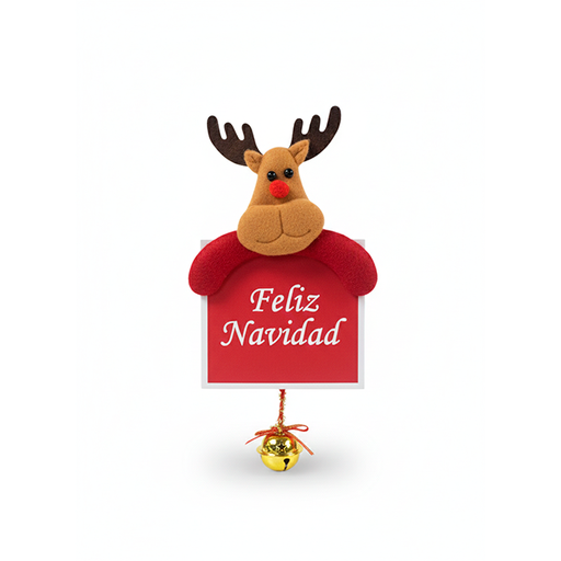 [15015802] ADORNO NAV FIG C/ROTULO CUAD FELIZ NAVIDAD C/CASCABEL BOL X28159