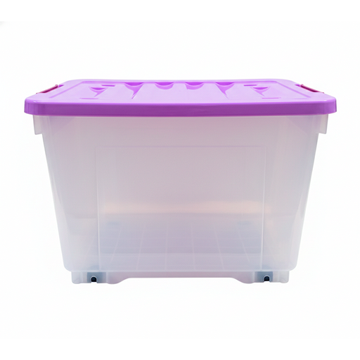 [15015937] CAJA PLAS ALMACENAMIENTO 54 LT C/RUEDAS MORADO MEGA 32758
