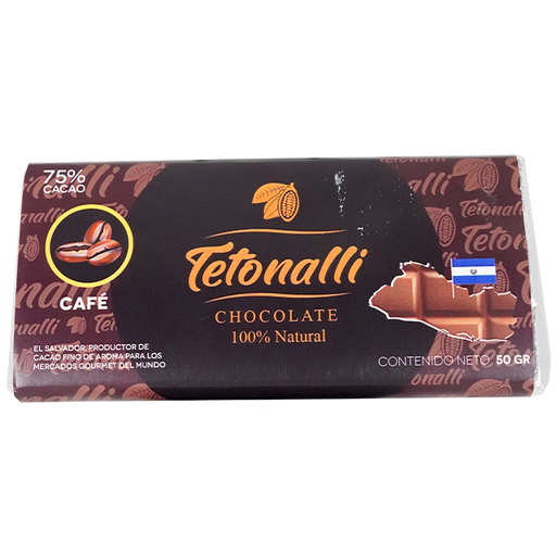 [15015971] CHOCOLATE BARRA CAFE 75% 50 GR TETONALLI