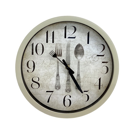 [15016011] RELOJ PARED 30 CM RED CREMA/NG DECO CUBIERTOS 602-36763