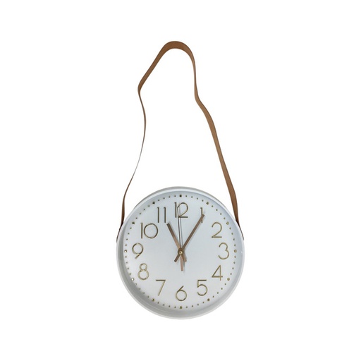 [15016017] RELOJ PARED 30 CM RED C/CINCHA BL/ROS DOR/CHOC 602-41921