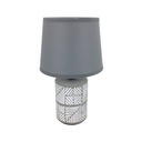 LAMPARA MESA 28 CM BASE CILIND DECO GRIS/BL 604-05380