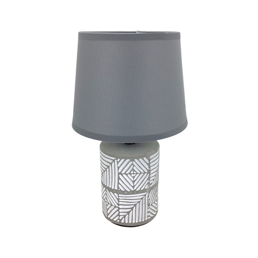 [15016041] LAMPARA MESA 28 CM BASE CILIND DECO GRIS/BL 604-05380
