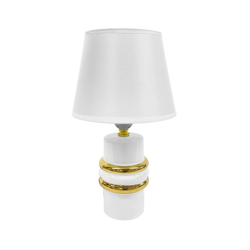 [15016043] LAMPARA MESA 32 CM BASE CILIND C/AROS DOR BL 604-03835