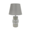 LAMPARA MESA 32 CM BASE CILIND C/AROS PLAT GRIS 604-03834