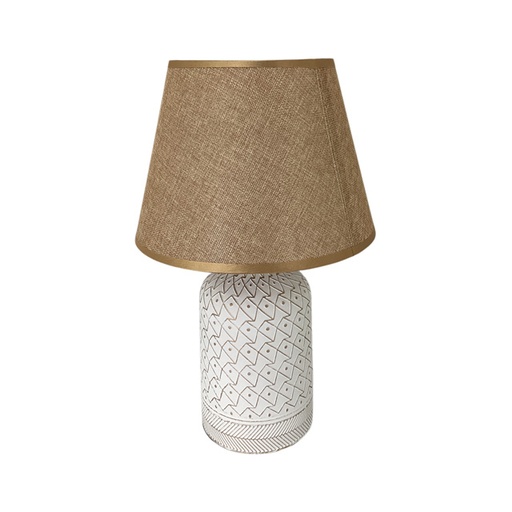 [15016054] LAMPARA MESA 30.5 CM BASE CILIND DECO ROMBOS BL/DOR 604-2403426