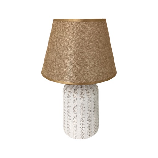 [15016055] LAMPARA MESA 30.5 CM BASE CILIND DECO BL/DOR 604-2403424