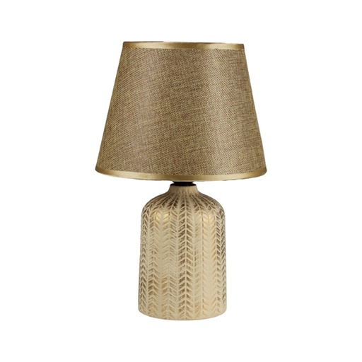[15016056] LAMPARA MESA 30.5 CM BASE CILIND DOR/CREMA 604-05403