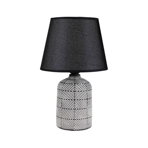 [15016058] LAMPARA MESA 30.5 CM BASE CILIND DECO NG/BL 604-05408