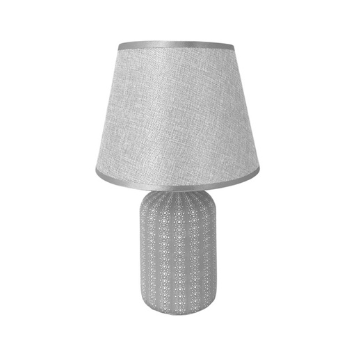 [15016059] LAMPARA MESA 30.5 CM BASE CILIND DECO PLAT/GRIS 604-2403425