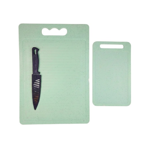 [15016086] SET 3 PZ TABLA P/PICAR RECT GDE/PEQ+CUCHILLO AQ/CREMA/ROS 723-39572