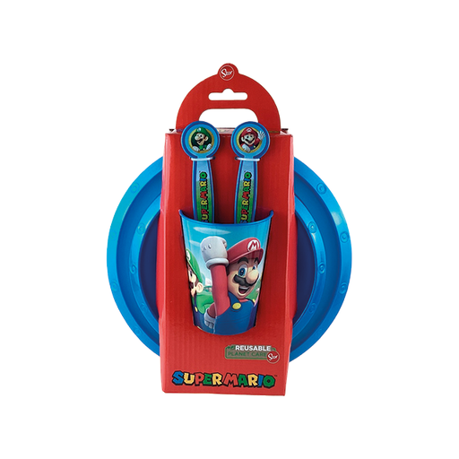 [15016152] VAJILLA P/NIÑOS 5 PZ DECO MARIO BROS AZ/RJ 744-75200
