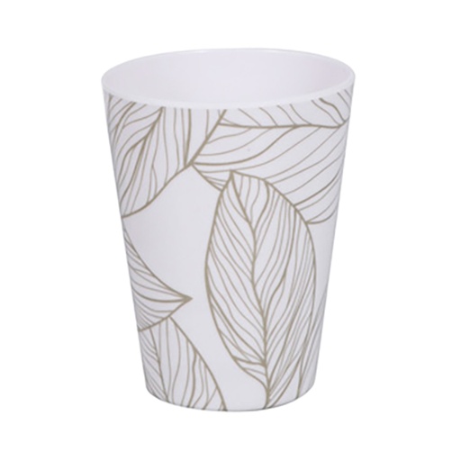 [15016191] VASO 325 ML CONICO BL DECO HOJAS GRIS 726-03539