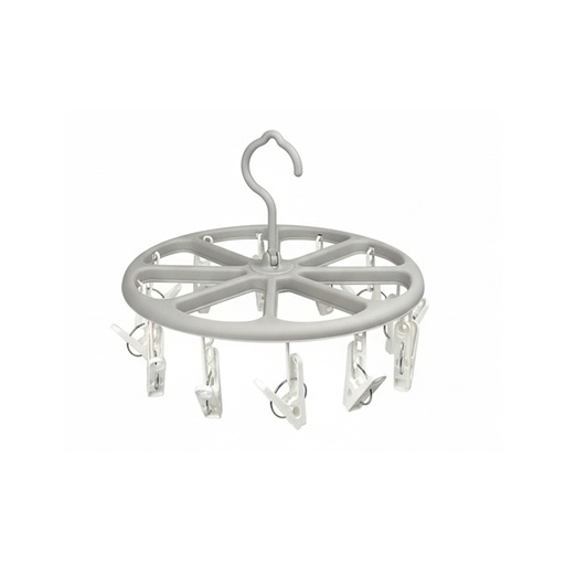 [15016254] COLGADOR/GUINDOLA P/ROPA 24 CM C/12 GANCHOS GRIS/BL 701-41419