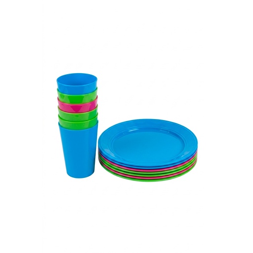 [15016413] SET 6 VASOS PLAS + 6 PLATOS FACELA