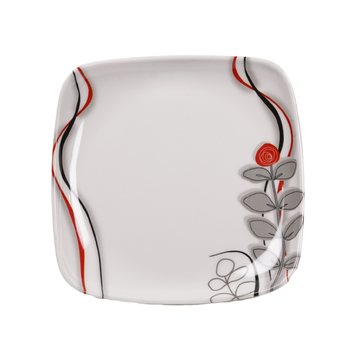 [15016518] PLATO MELA 6" CUAD LISO BL DECO C/RJ-NG-GR CM MEL-CR-19