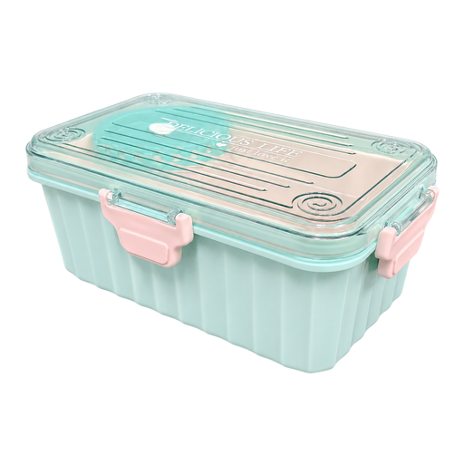 [15016768] COMIDERA 2 DEP PLAS RECT C/RECIP RED+CUCHARA T/CLICK GIGI LX-7093