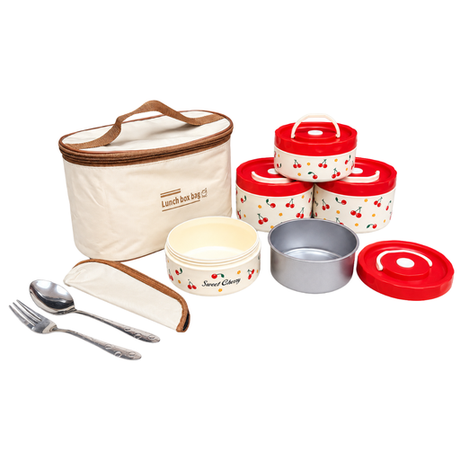 [15016840] KIT LONCHERA 4 RECIP C/TAP + CUBIERTOS CEREZA GIGI FH-1