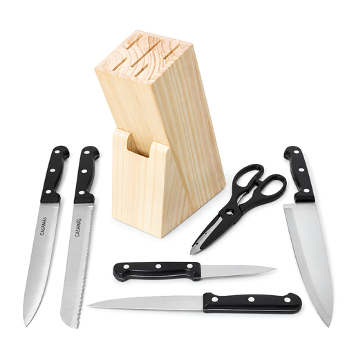 [15016890] SET 6 PZ CUCHILLOS+TIJERA BASE MAD CASAMAS 1609