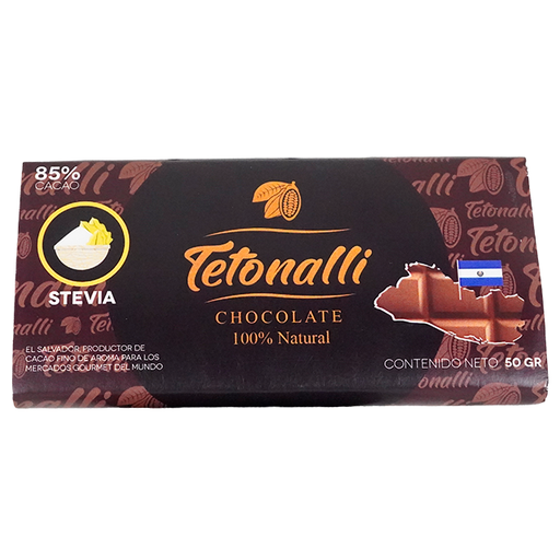 [36330] CHOCOLATE BARRA STEVIA 85% CACAO 50 GR TETONALLI