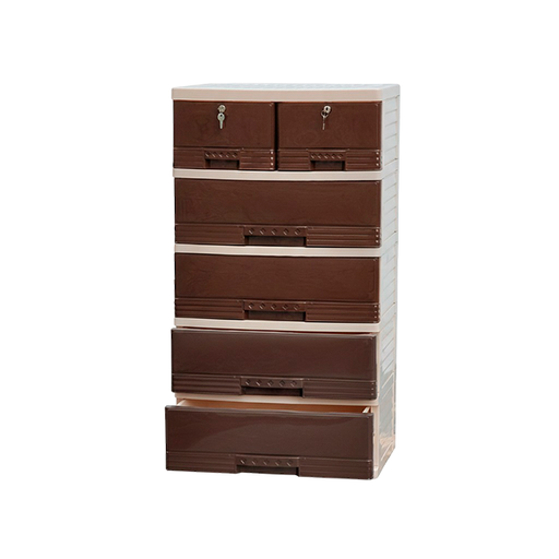 [1006208] GAVETERO PLAS KING 6 GAV 2 PEQ C/LLAVE BEIGE C/CF MAD MEGA