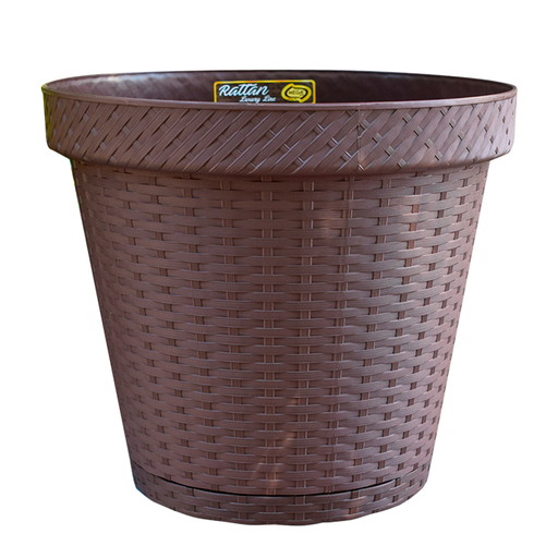 [7938] MACETA PLAS 5 RATAN CF COCOA C/BASE MEGA 1469