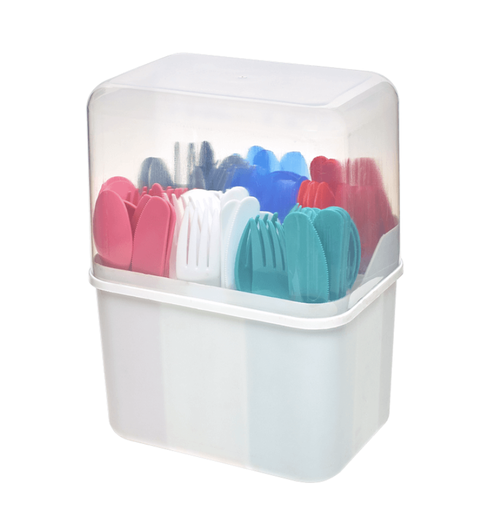 [15009449] SET 72 CUBIERTOS PLAS C/UTILITARIO/ PORTA CUB DELUXE C/T MYR 1129