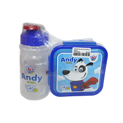 [15010421] SET ESCOLAR PLAS DECO ANDY-TAPER 500ML+BEBETODO 400 ML REYPLAST RWX036700