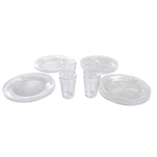 [7963] VAJILLA VID TEMPLADO TRANS DURALEX 12 PZ 1821