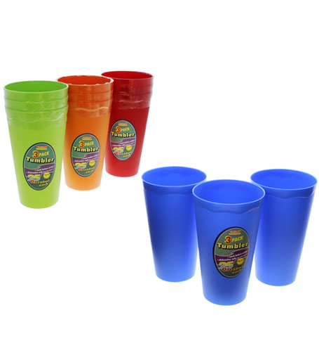[15011576] SET 3 VASOS PLAS 25" LISO ANAR/RJ/VD/AZ RATAN 723-16473