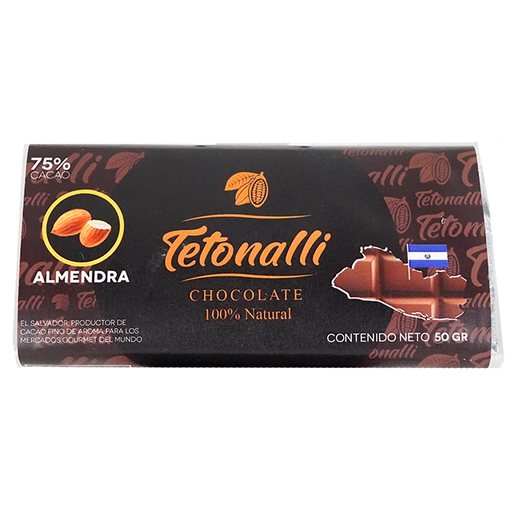 [15012211] CHOCOLATE BARRA ALMENDRA 75% CACAO 50 GR TETONALLI